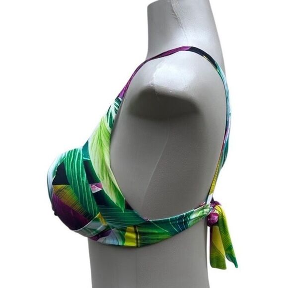 LA BLANCA Swim Bikini Top Womens Sz 4 Multicolor Twist Front Crisscross Tie Back - Picture 5 of 10